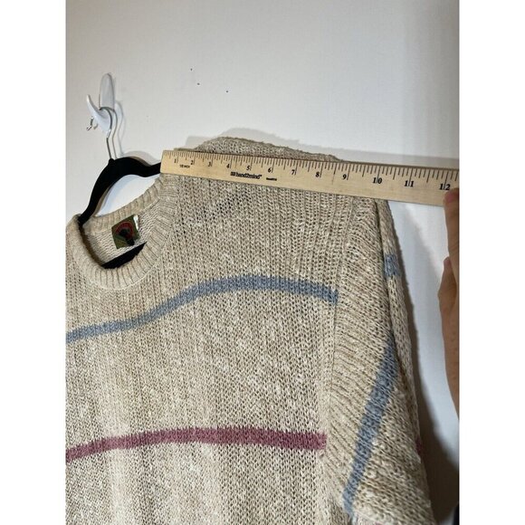 Vintage Boston Traders Chunky Knit Pullover Striped Sweater Size L 1980s 90s Y2K - Picture 4 of 6